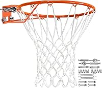iHandiy 18" Heavy Duty Basketball Rim - Solid Steel Dual-Spring Hoop with 3x Stronger Net, Wall Mount or Backboard Replacement Kit