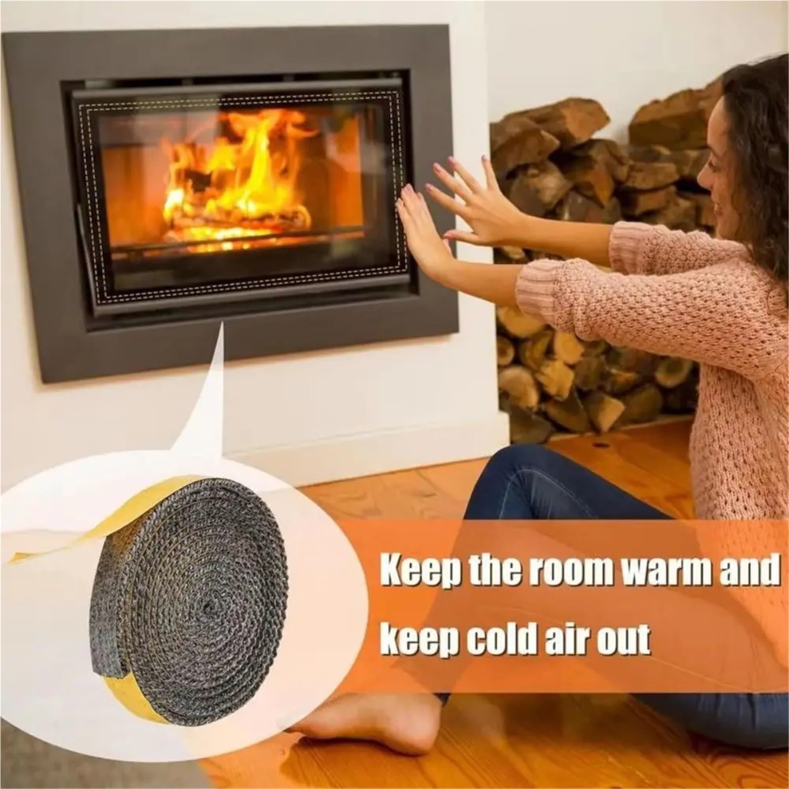 Guarnizione Stufa a Legna Corda autoadesiva for sigillare il camino | Nastro for guarnizione for stufa a legna in fibra di vetro resistente al calore