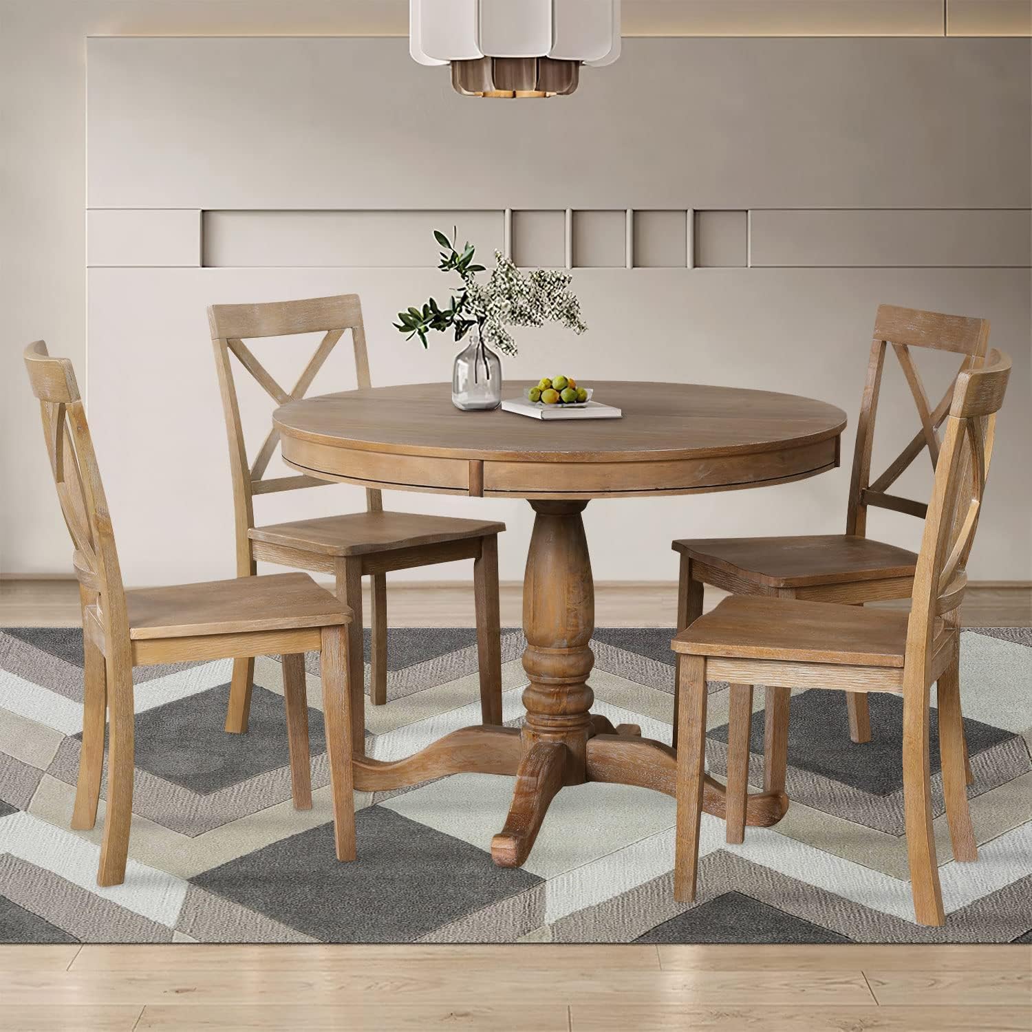 Amazon.com - Bellemave 5-Piece Extendable Round Dining Table Set for 4, Kitchen Table Set with 4 ...