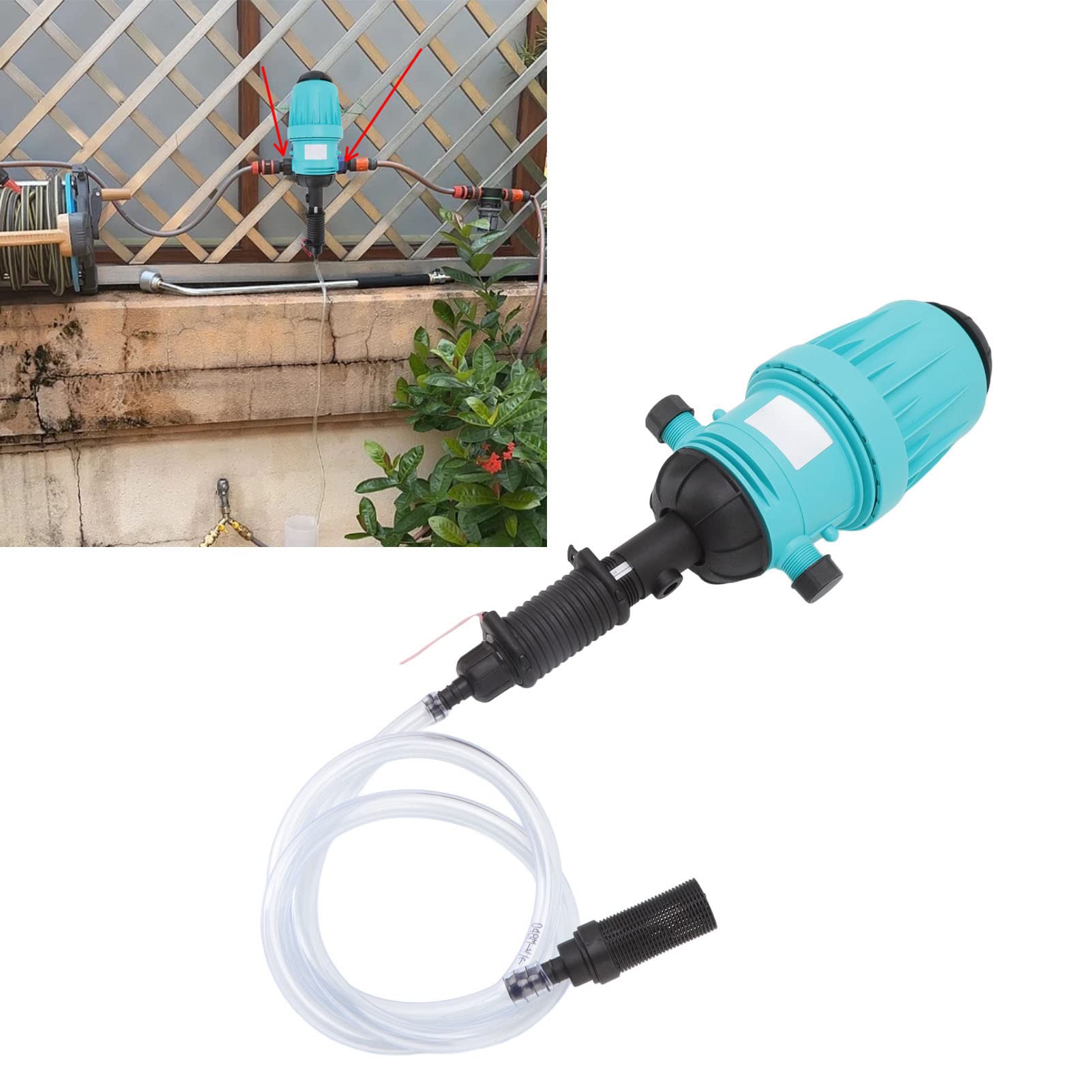 Bomba Proporcional G3/4 Interfaz Macho Inyector de Fertilizante Dosificador de Líquido Químico Fertilizante, Inyector de Fertilizante para Riego por Goteo (H2504 (0,4% a 4)