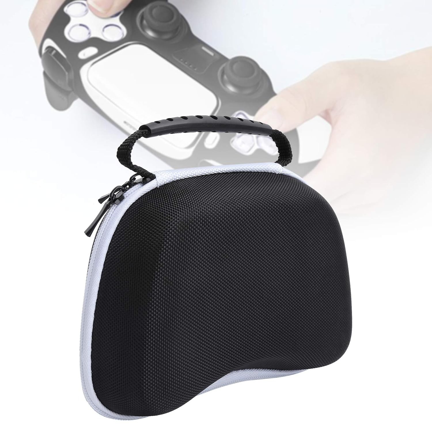 Shanrya Gamepad Storage Case, Portable Nylon Game Controller Bag Lightweight Drop Proof Dustproof for PS5