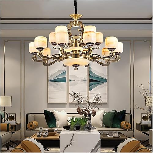Miniatura 2 de Genérico Araña moderna, Chinese Chandelier Living Room lamp Dining Villa Duplex Hall Jade Style Pendant Lights(15 Heads)