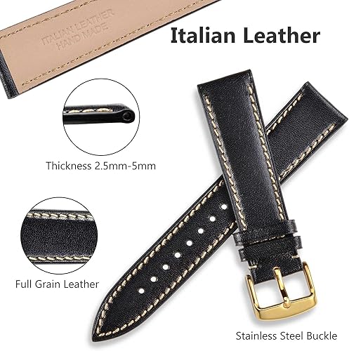 Miniatura 2 de WOCCI Luxury Watch Bands, Full Grain Leather, Replacement Straps for Men and Women, Band Width 18mm 20mm 22mm