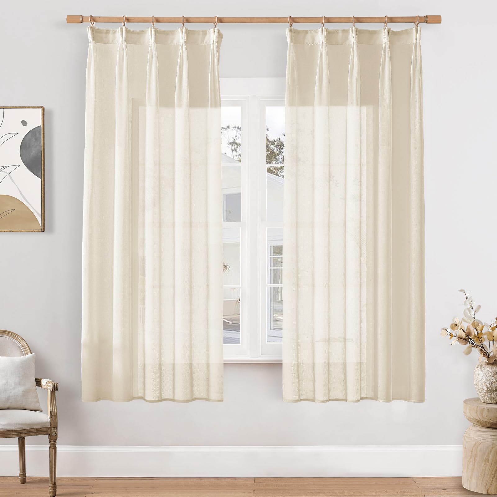 Softalker Gardinen Kräuselband Transparent Vorhang Schlaufenschal Weihnachts Deko Modern Küchen Schlafzimmer, 2 STK