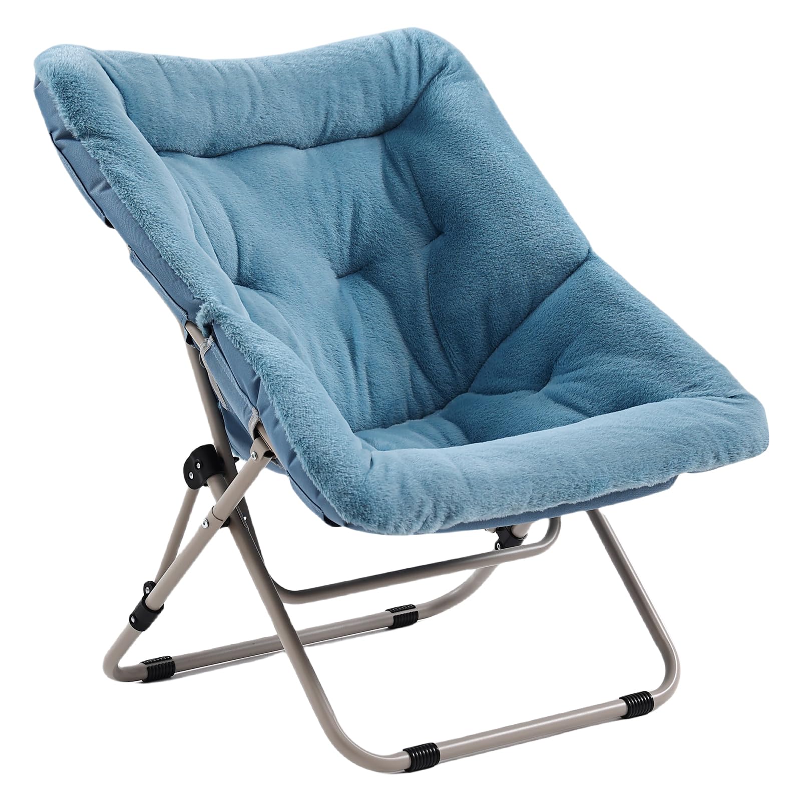 Givjoy Comfy Folded Chair, Soft Faux Fur Oversized Folding Chair, Flexible Lazy Chair for Kids Girls Teens Adults, Moon Chair for Dorm Rooms, Bedroom,