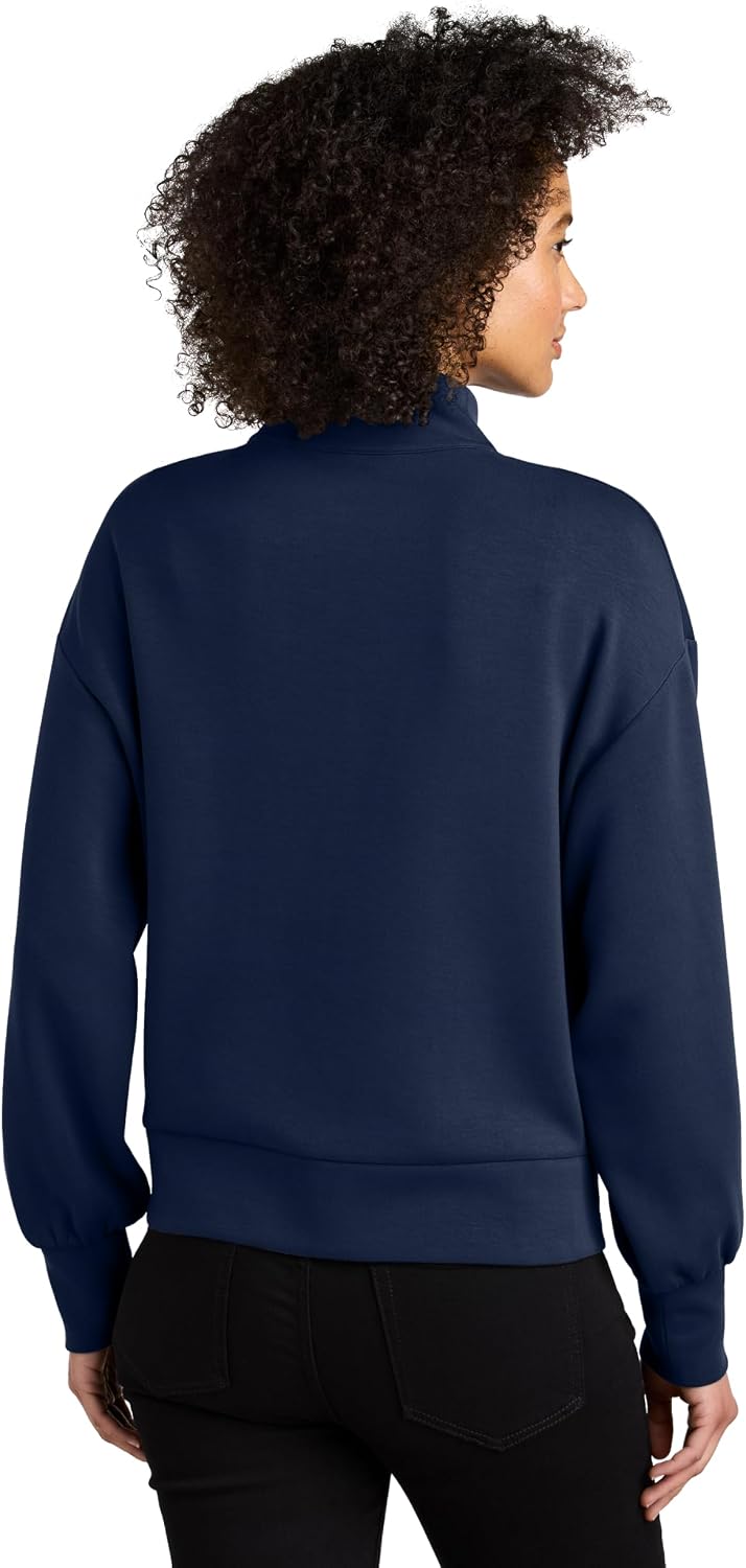 OGIO Women's Transcend Quarter Zip | 1/4 Zip Pullover for Women, Sleek & Stretchy Double Knit Jacket for Work & Casual Wear, River Blue Navy, Medium