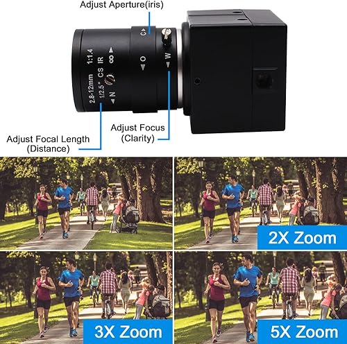 Miniatura 2 de QILOVE Cámara USB 1080P 0.110-0.472 in Zoom Lente Webcam con H.264 Iluminación baja IMX323 Sensor Full HD Cámara para Windows Android Linux MacOS