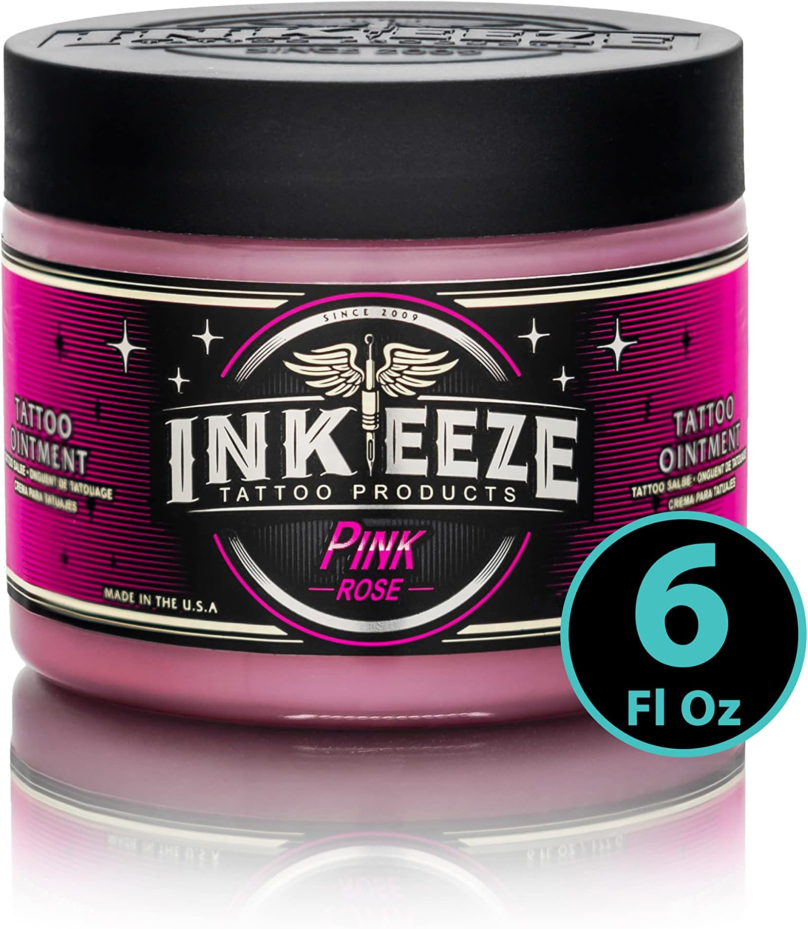 INK-EEZE Pink Tattoo Ointment for Artists and Aftercare, Essential Oils, Vegan, Cruelty Free, Made in USA, Bubble Gum, 6oz