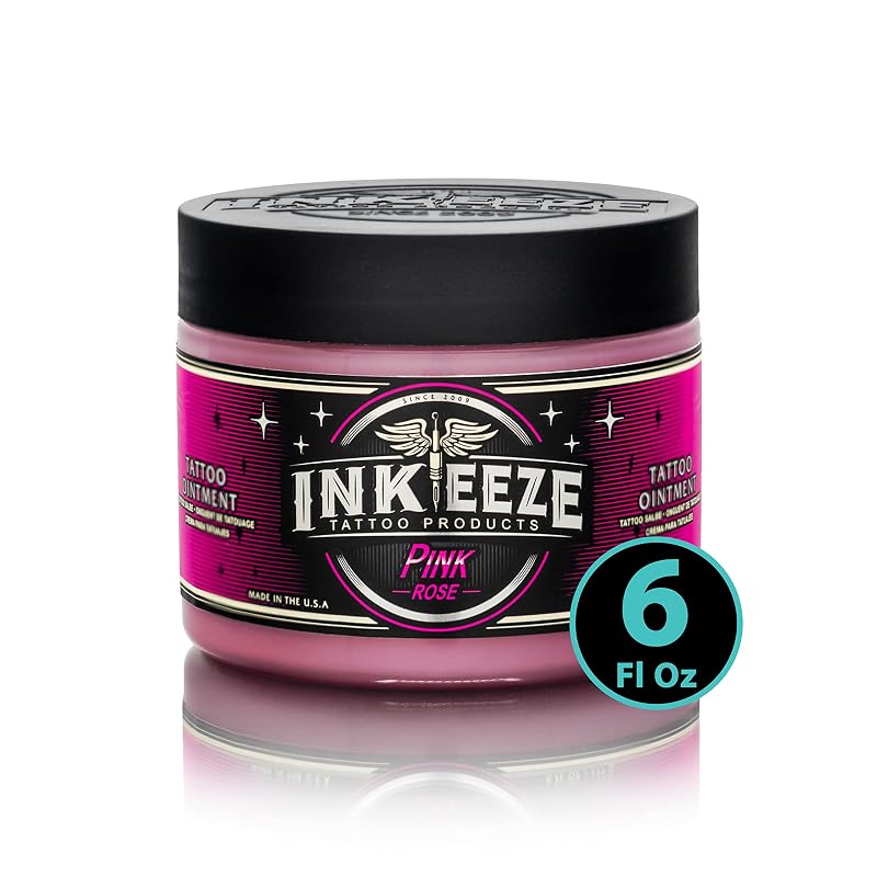 Pomada rosa para tatuagem INK-EEZE com óleos essenciais, vegana, sem testes em animais, Bubble Gum, 170 g