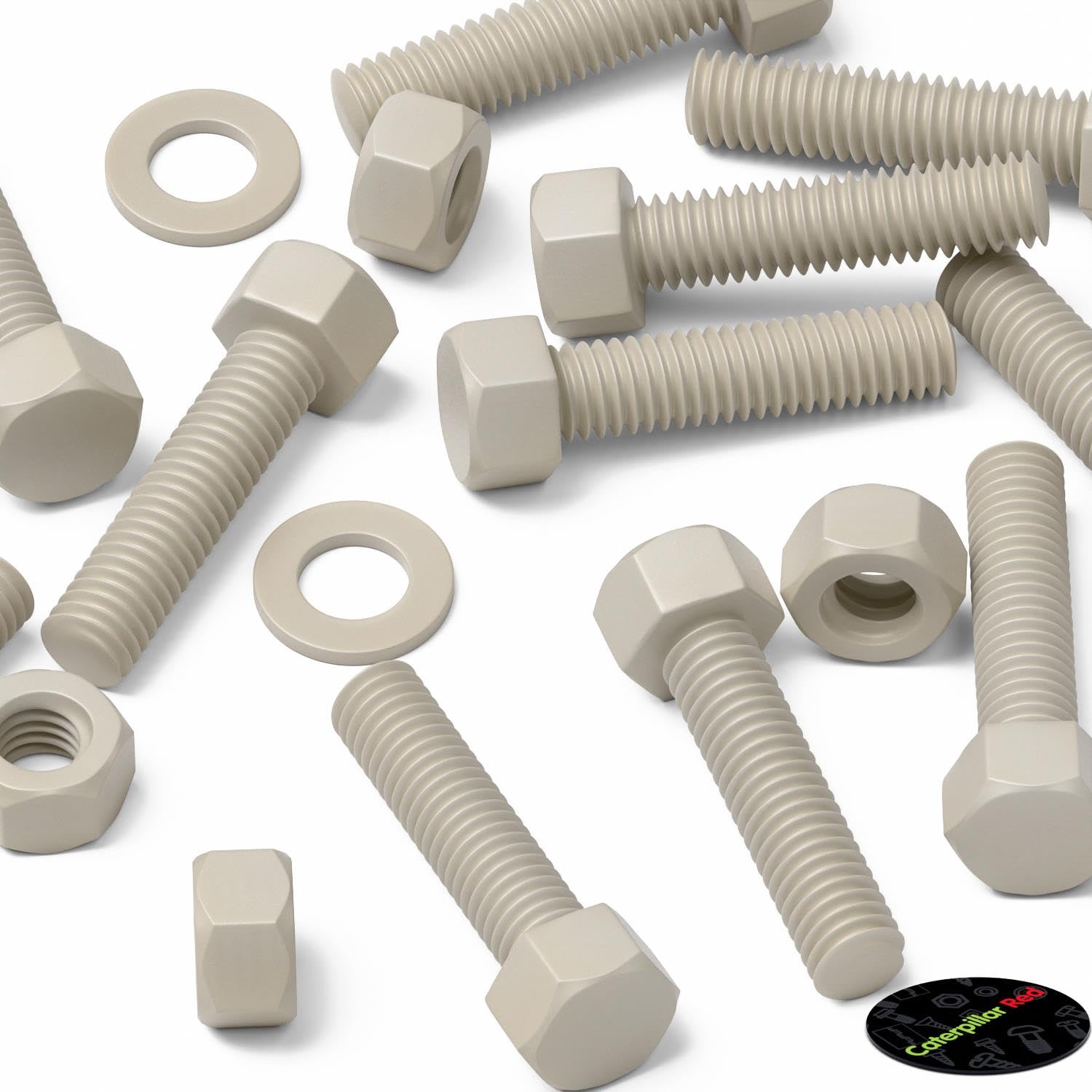 10x Viti a testa esagonale naturali in PPS M5 x 20 mm + dadi & rondelle