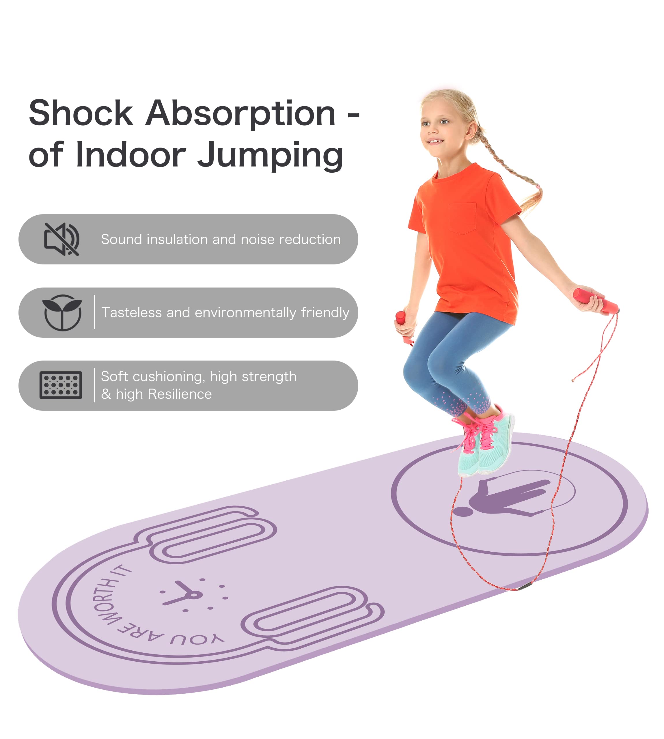 LaiEr tapis de corde à sauter et d'exercice de fitness, protection des genoux, absorption des LaiEr tapis de corde à sauter et d'exercice de fitness, protection des genoux, absorption des