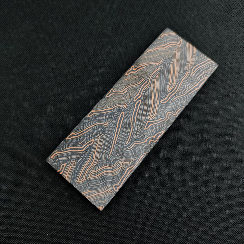 1-Piece G10 Knife Handle Material Block - 5 Color Damascus Pattern Options for DIY Knife/Gun Handle Crafting. 5.1"x1.7"x0.3" Precision Cut (Black&Blue)