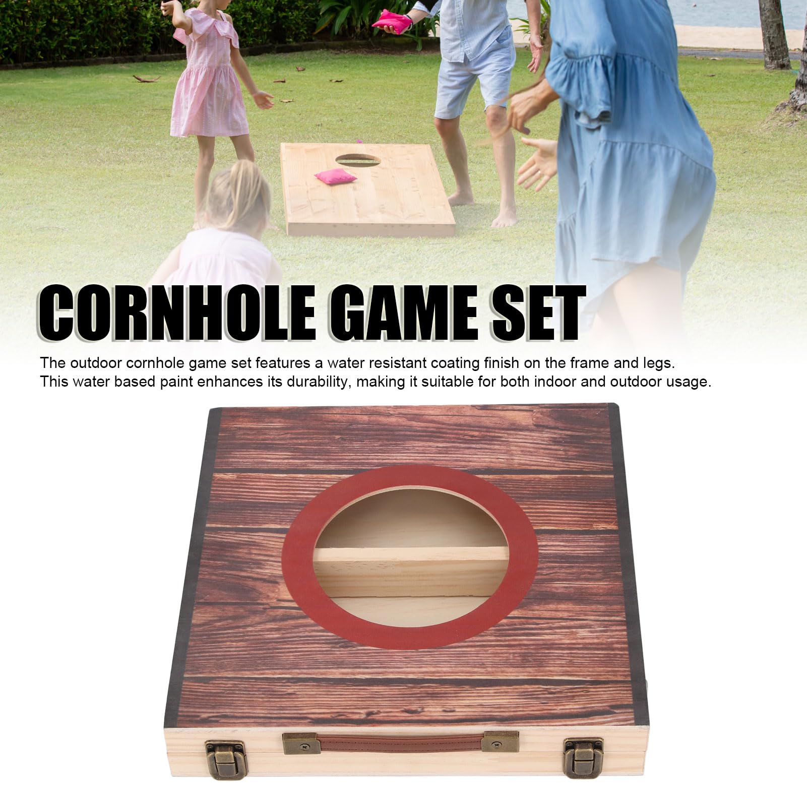 Cornhole Game Set Portable Foldable Interactive Water Endurance Bean Bag Toss Game for Party Camping Outdoor Backyard (Red Circle)