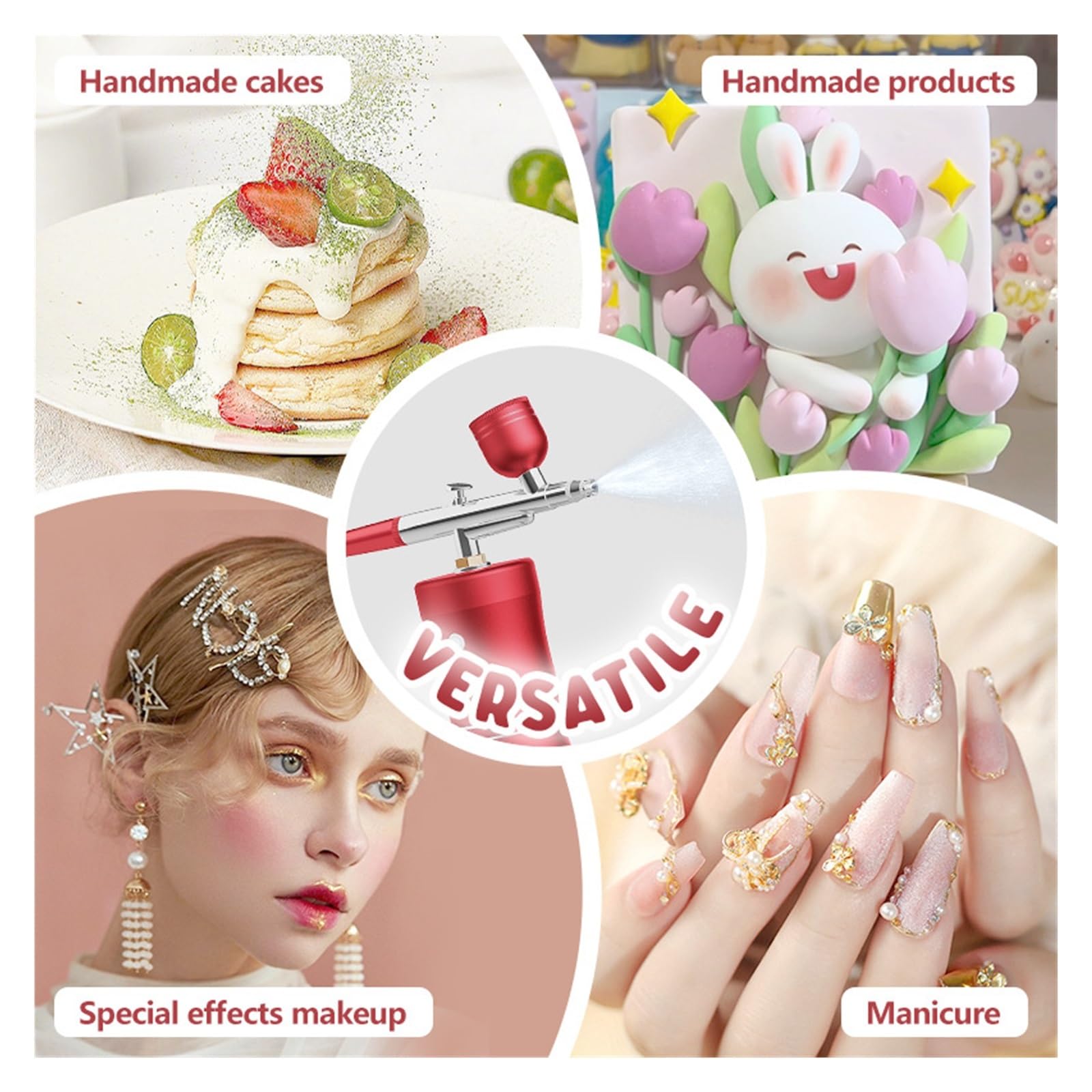 Aérographe portable pour nail art, décoration de gâteaux, tatouages et soins spa avec buse de 0,3 mm pour contrôle de précision et application de brume – Parfait pour les projets créatifs