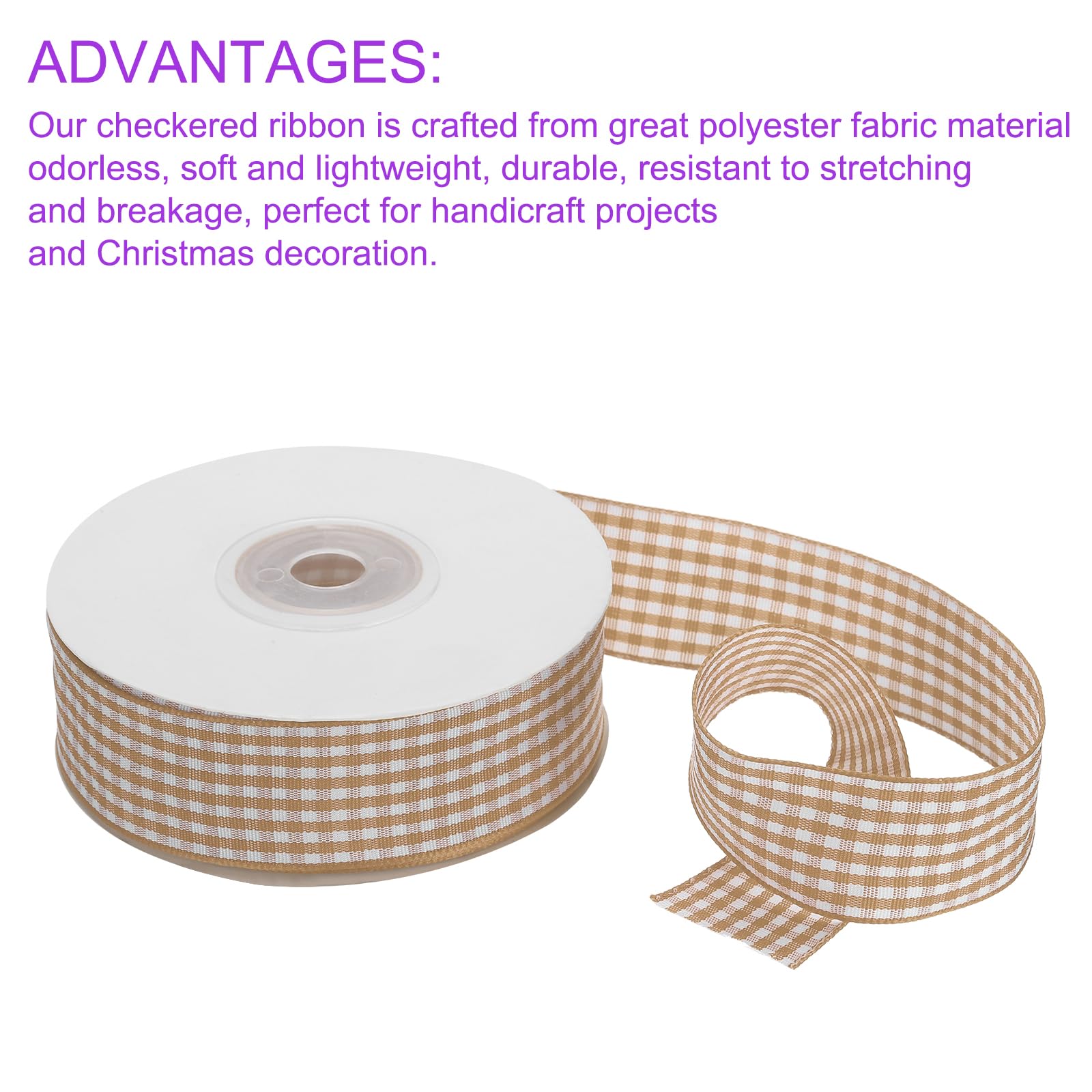 DMiotech 1 Inch 25 Yards Gingham Ribbon, Light Yellow and White, Polyester, Christmas, General Use, Country Rustic - Image 4