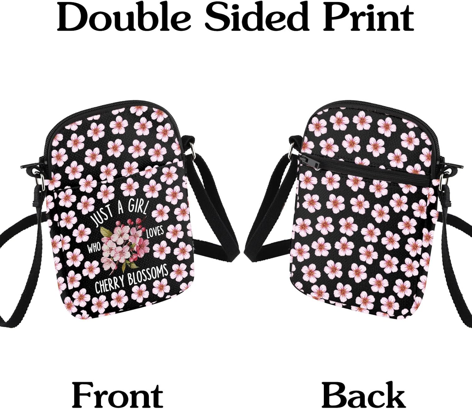 HOLLP Sakura Themed Gift Just a Girl Who Loves Cherry Blossoms Crossbody Bag Sakura Flower Lover Gift - Image 6
