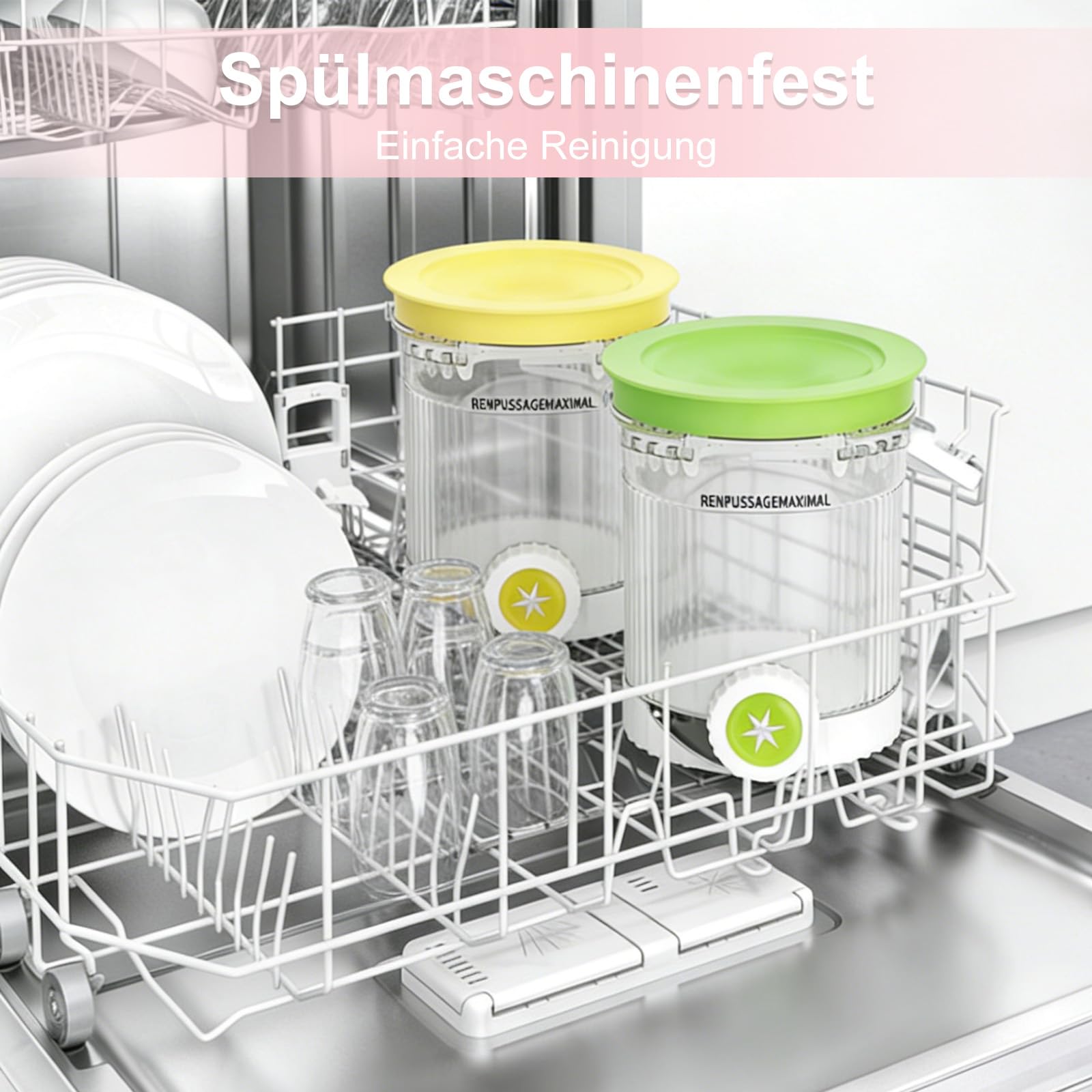 Lot de 4 récipients pour Ninja Swirl Creami - 480 ml - Accessoires pour sorbetière Ninja NC700/NC701 Series - Sans BPA - Passe au lave-vaisselle - Couvercle coloré