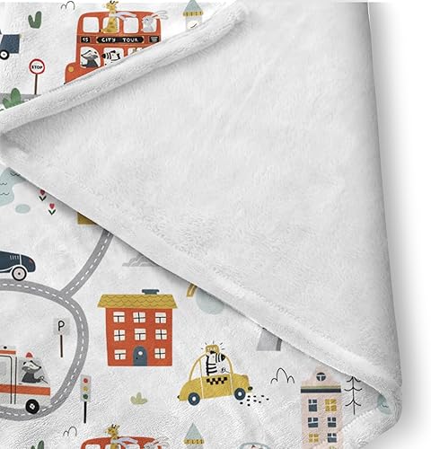 Miniatura 6 de ZOTIMEF Juego de ropa de cama para cuna de bebé, 3 piezas, diseño de vehículos, manta suave y elegante, sábana para cuna, funda de almohada para