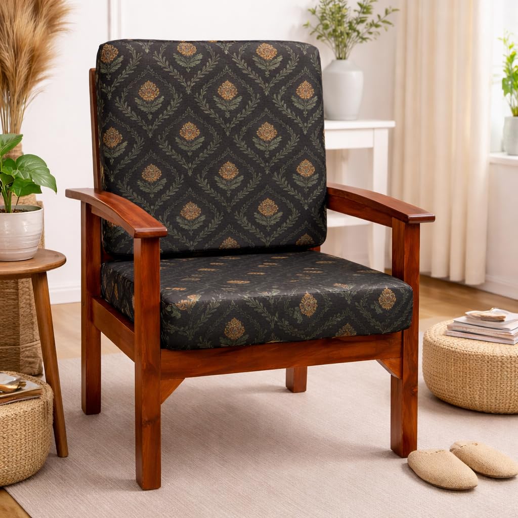 STITCHNEST 'Contour Fit Series' Stretchable Printed Wooden Sofa Cover (Pack of 2) – Elastic Wooden Chair Cover | Wooden Sofa Seat Cover | Size - 20-21 x 20-21 x 3-5 in-image-35