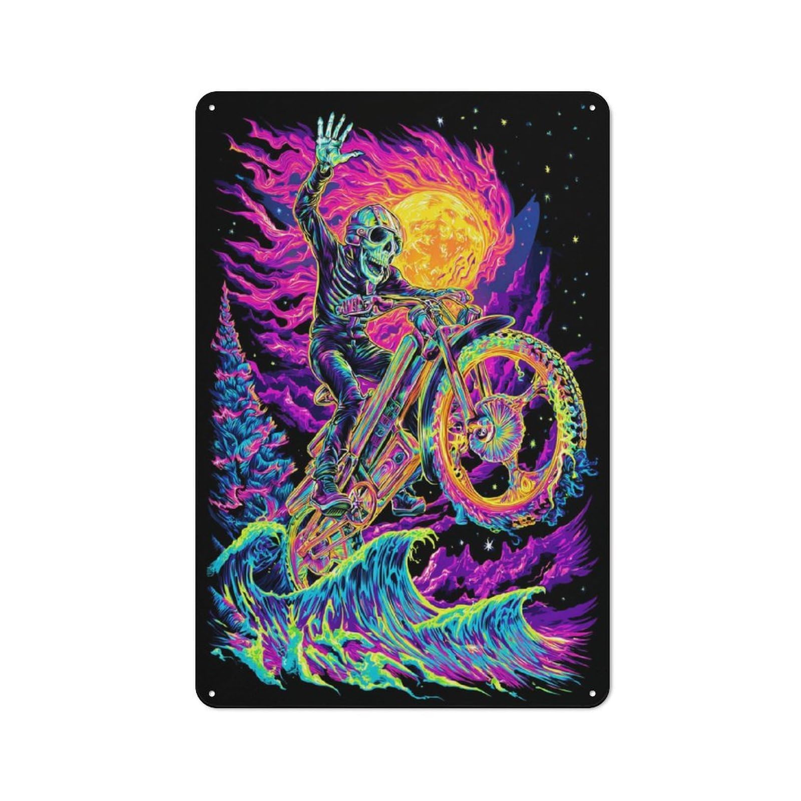 Junmoney Neon Rider For Lounge Or Reading Corner, Retro Metal Sign 30X20cm, For Metal Sign Collectors, For Garage And Workshop Walls