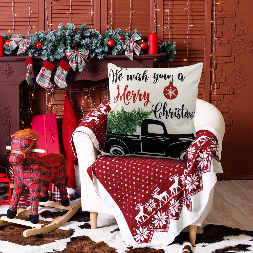 Cdwerd Christmas Throw Pillow Covers 18x18 Inches Christmas