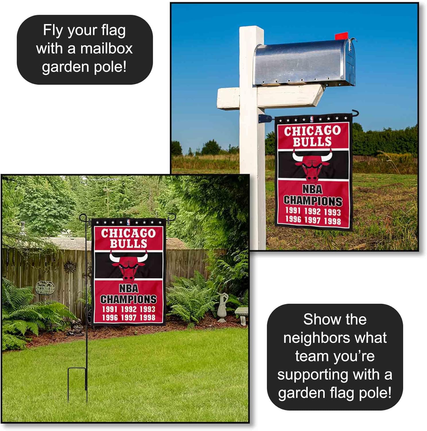 Chicago Bulls 6 Time NBA Champions Double Sided Garden Flag - Image 4