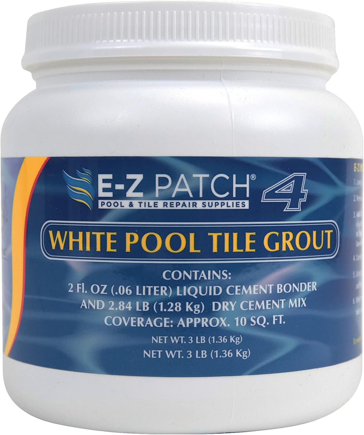 4 White Pool Tile Grout for DIY & Pro Repairs - Color Adjustable Grout Refresh (3 Pounds)