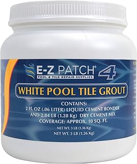 E-Z Patch 4 White Pool Tile Grout for DIY & Pro Repairs - Color Adjustable Grout Refresh (3 Pounds)