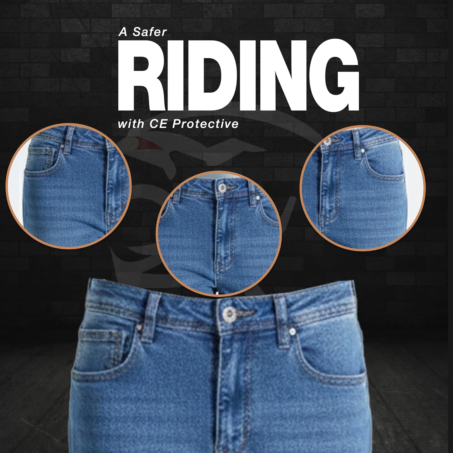 J.A.G. Womens Motorcycle Riding Pants – Motocross Denim Jeans Reinforced w/Aramid Lining | CE Armored Protective Pants