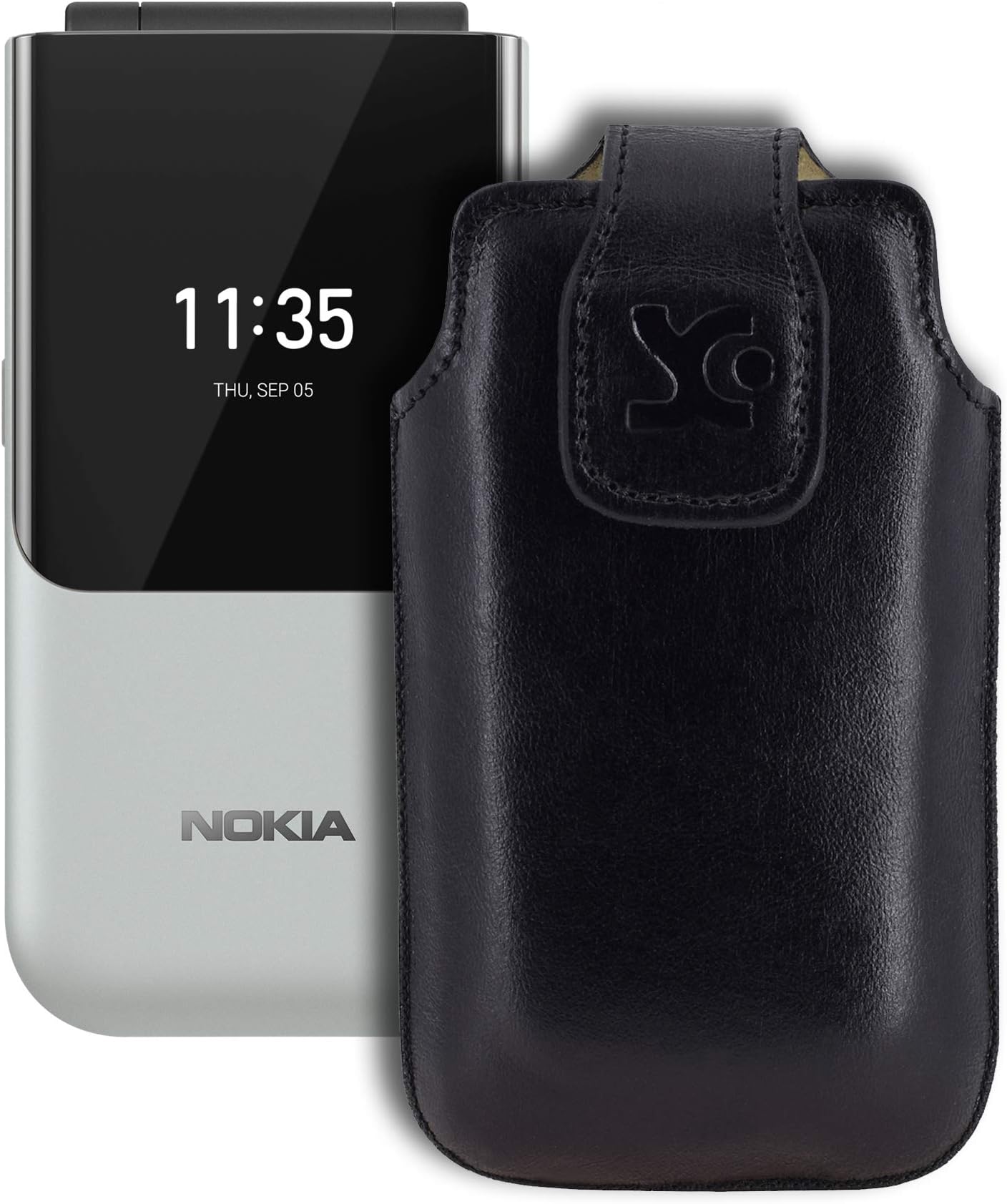 Suncase Original Case compatible with Nokia 2720 Flip Case Leather Case Mobile Phone Case Leather Case Protective Case in black