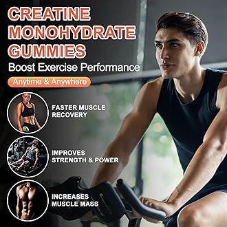 Creatine Monohydrate Gummies 5000mg for Men & Women, 120CT Chewable Creatine Gummies for Muscle Support, Energy Boost, 5g of Creatine Monohydrate per Serving - Sugar Free (Blueberry Strawberry)