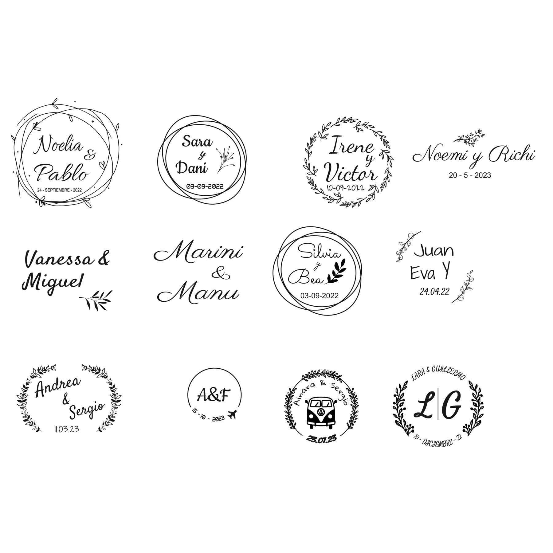 Sello Boda Personalizado Automatico | Sello Novios Cartas Invitaciones | Sello Regalo Boda Varios Diseños | T. 4642 40x40mm | Personalizacion Propia