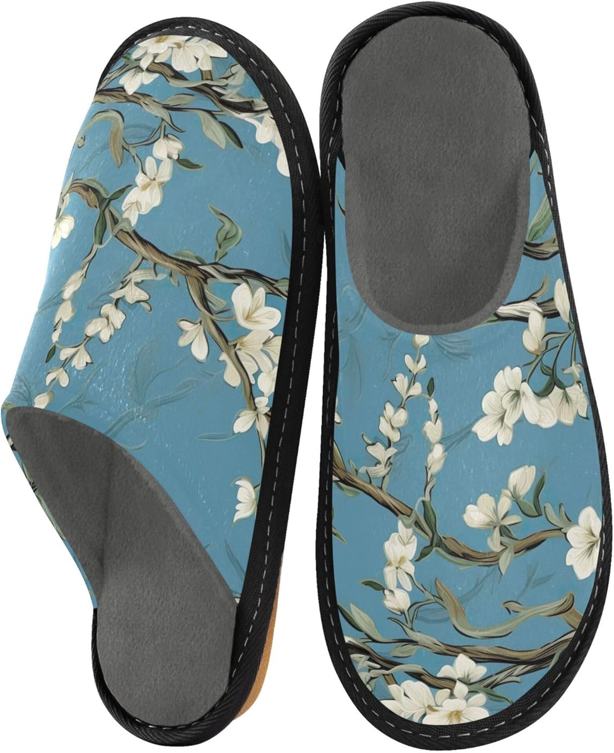 Boho Bohemian Flower House Slippers – Cozy Fuzzy Slippers for Guests, Washable & Disposable, Perfect for Shoeless Home, Spa & Hotel Use A111347