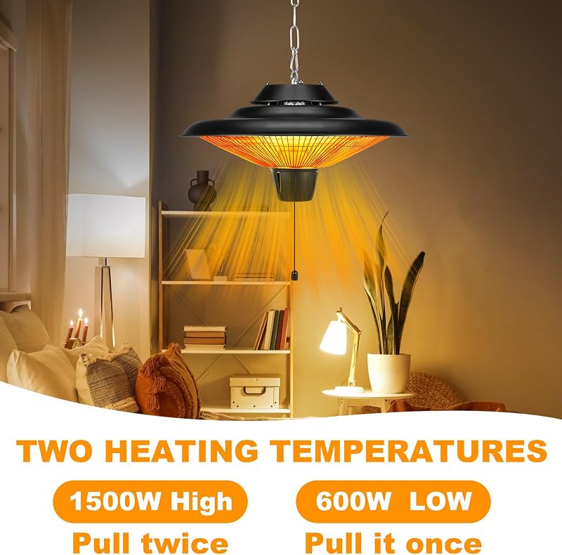 Glooglitter Outdoor Hanging Patio Heater 1500W Electric Hanging Ceiling image 4