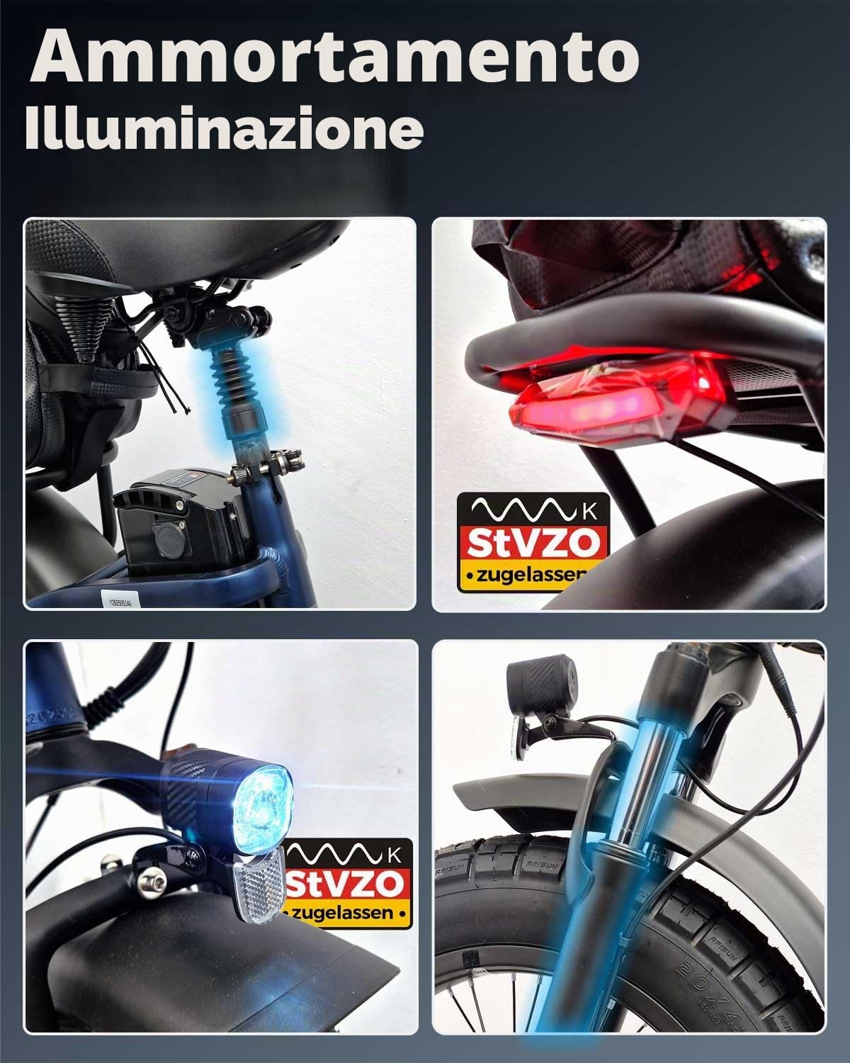 HANEVEAR Bicicletta Elettrica 20'' Bici Elettrica Pieghevole Batteria al Litio 24Ah/48V | 140 km, Motore Posteriore 250W, Freno Idraulico, E Bike Trekking/Città Bici Elettrica per Uomo Donna