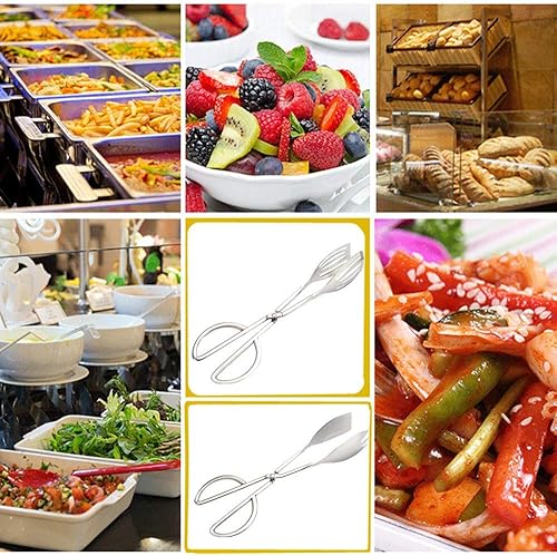 Miniatura 7 de Pinzas para bufé, pinzas para ensalada, pinzas para alimentos, postres, pinzas de cocina, pinzas de acero inoxidable, para servir pasteles, pinzas