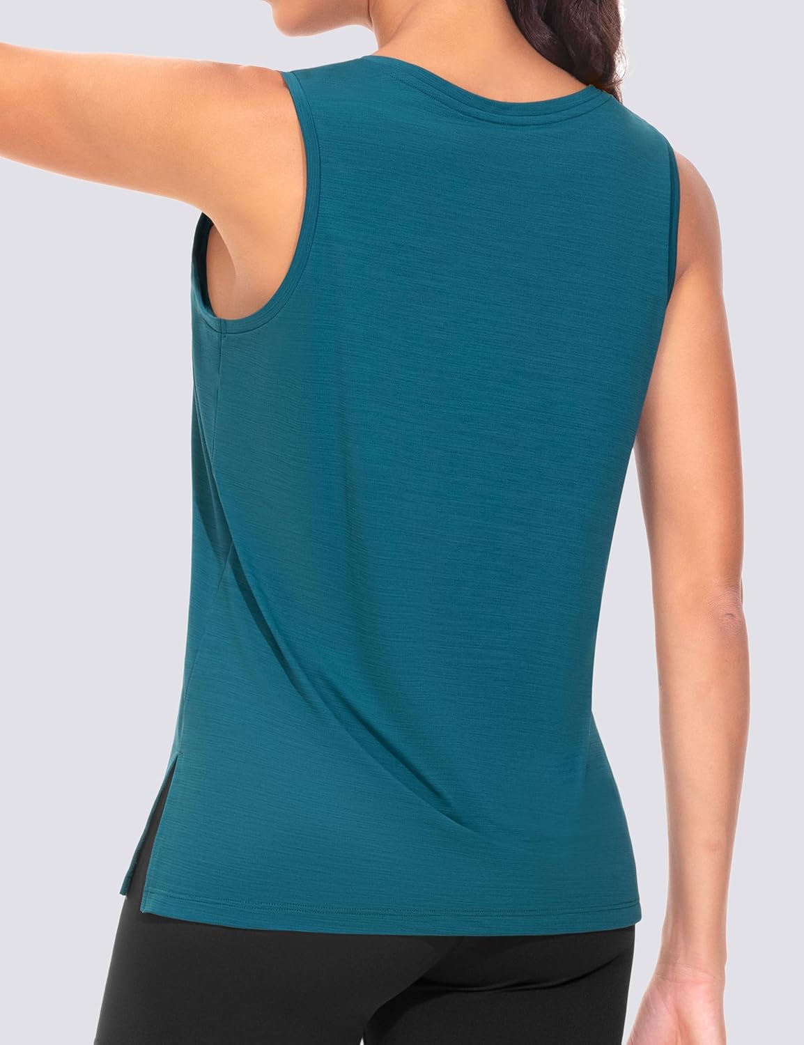 THE GYM PEOPLE Womens V Neck Tank Tops Stretchy Loose Fit Sleeveless Workout Shirts Quick Dry Yoga Tops with Side Split - Image 7