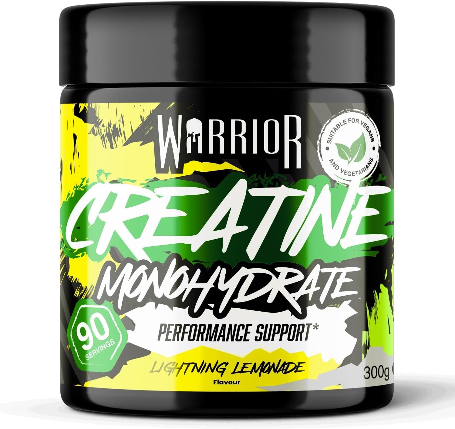 Warrior Creatine Monohydrate Powder 300g (90 Servings) – Pure Micronised Creatine Powder Supplement for Men & Women, Pre & Post Workout Strength, Muscle Growth & Recovery, Vegan – Lightning Lemonade