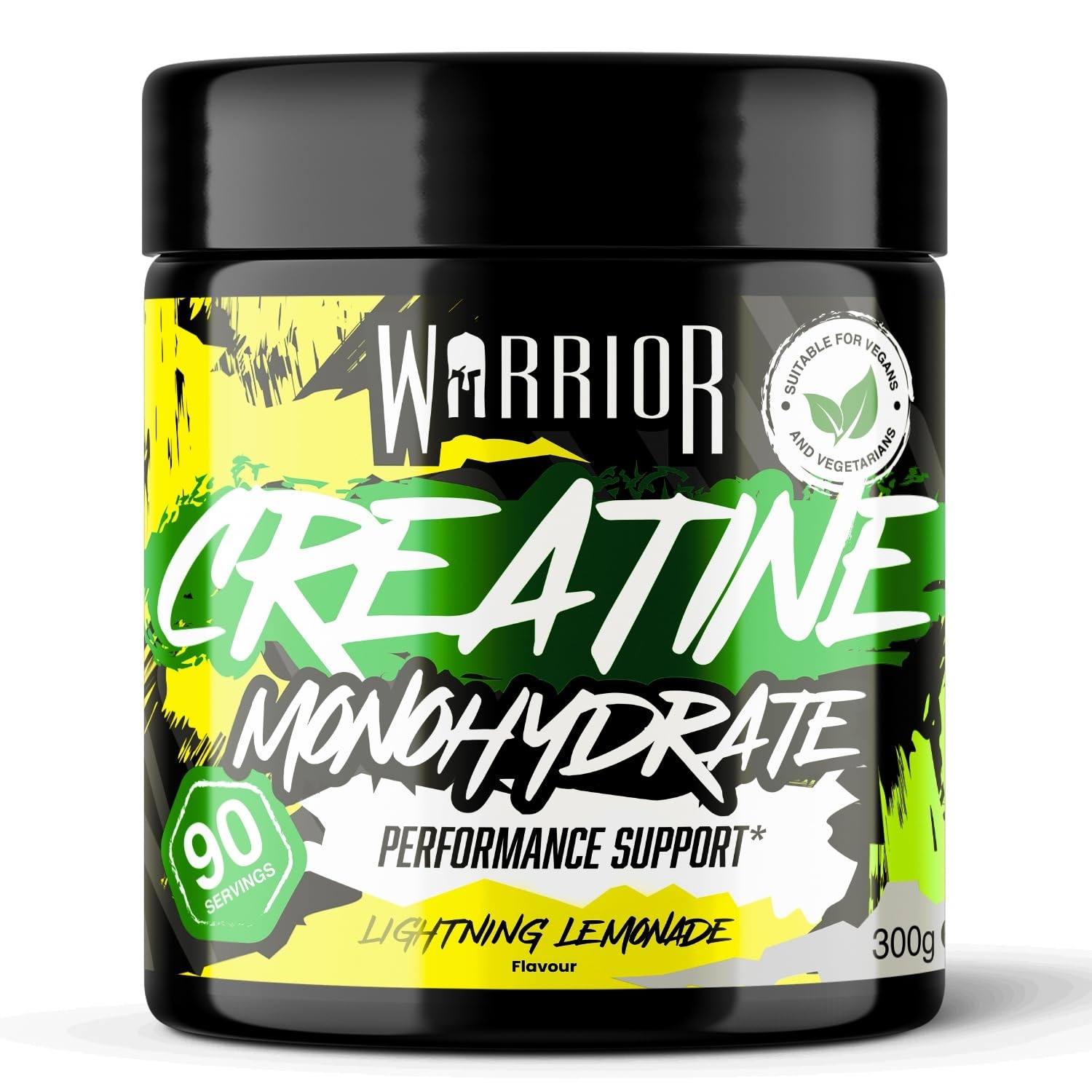 Warrior Creatine Monohydrate Powder 300g (90 Servings) – Pure Micronised Creatine Powder Supplement for Men & Women, Pre & Post Workout Strength, Muscle Growth & Recovery, Vegan – Lightning Lemonade