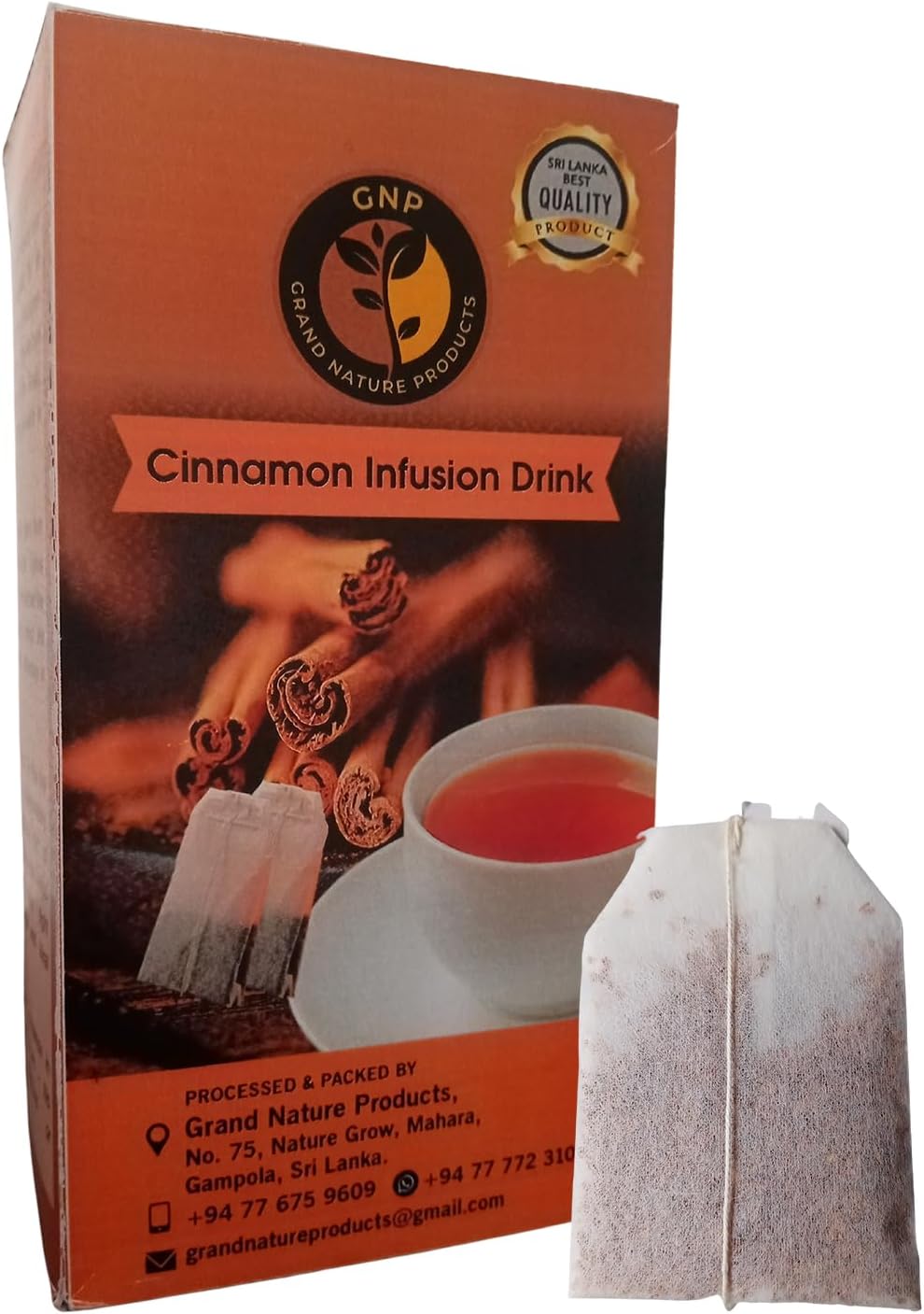 Pure Ceylon Cinnamon Tea Bags - Warm & Invigorating Herbal Infusion - Premium Quality - Caffeine-Free - 20 Sachets
