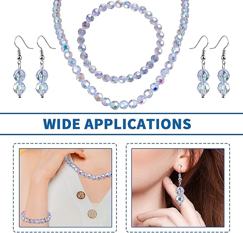 Miniatura 3 de OIIKI 200 cuentas acrílicas de cristal de color AB Rondelle AB, cuentas sueltas transparentes de 0.3 pulgadas, cuentas acrílicas facetadas de