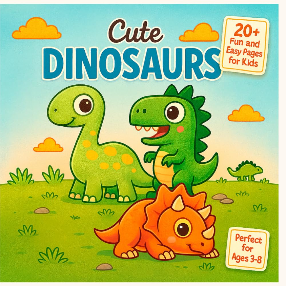 Cute Dinosaurs: Fun & Easy Coloring for Ages 3–8