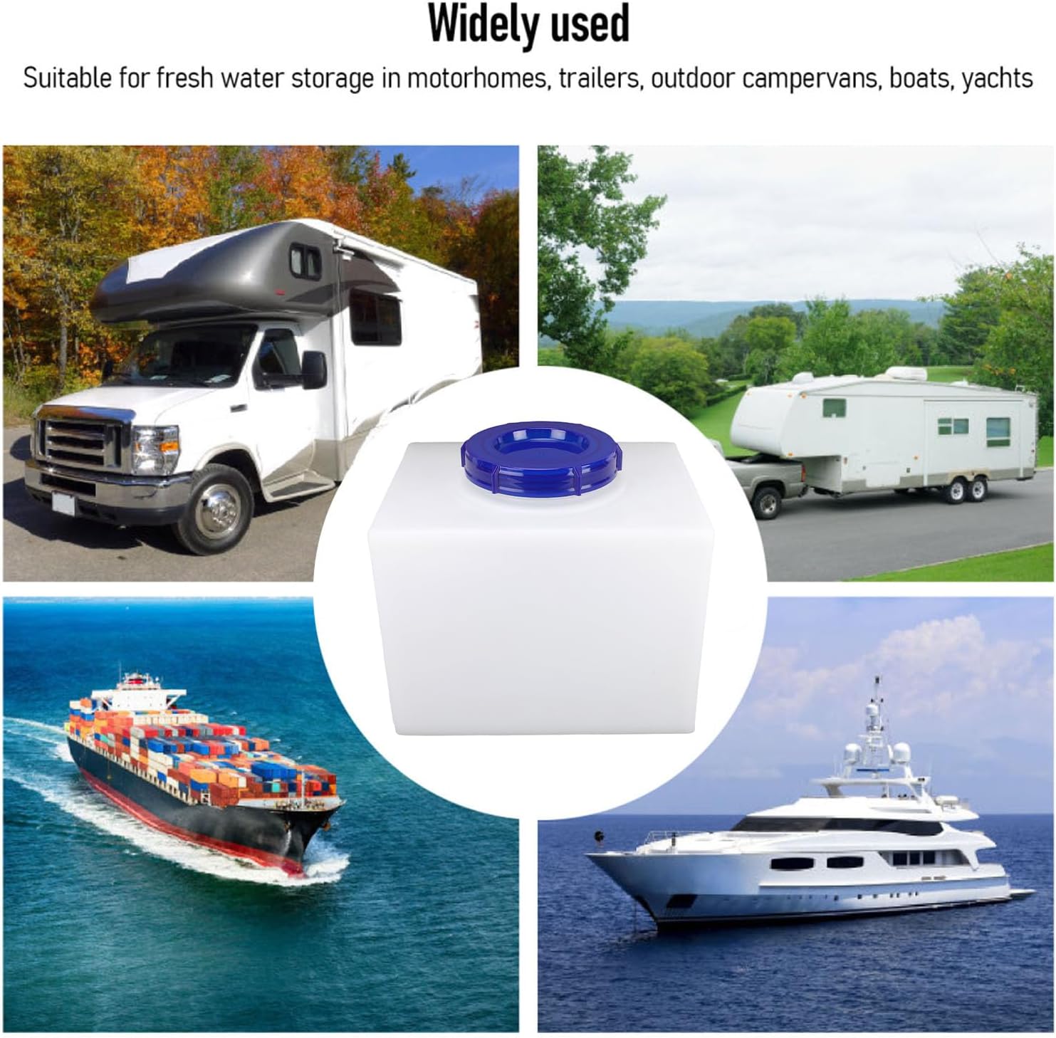 Yunir RV Water Tank, Fresh Water Storage Container 3 Gallon 10L with Food Grade LLDPE Structure, for Trailer Marine Boat Camping
