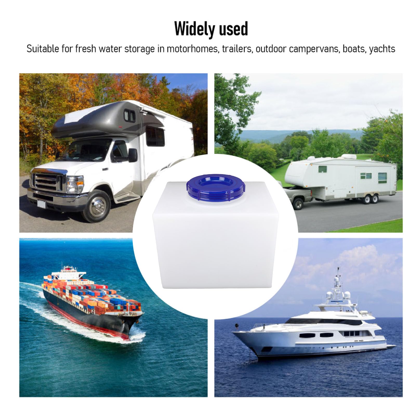 Serbatoio dell'Acqua per da 3 Galloni, Contenitore Bianco per Uso Alimentare per Rimorchi, Yacht, Realizzato in Materiale LLDPE, Design Senza Cuciture, Adatto a Temperature