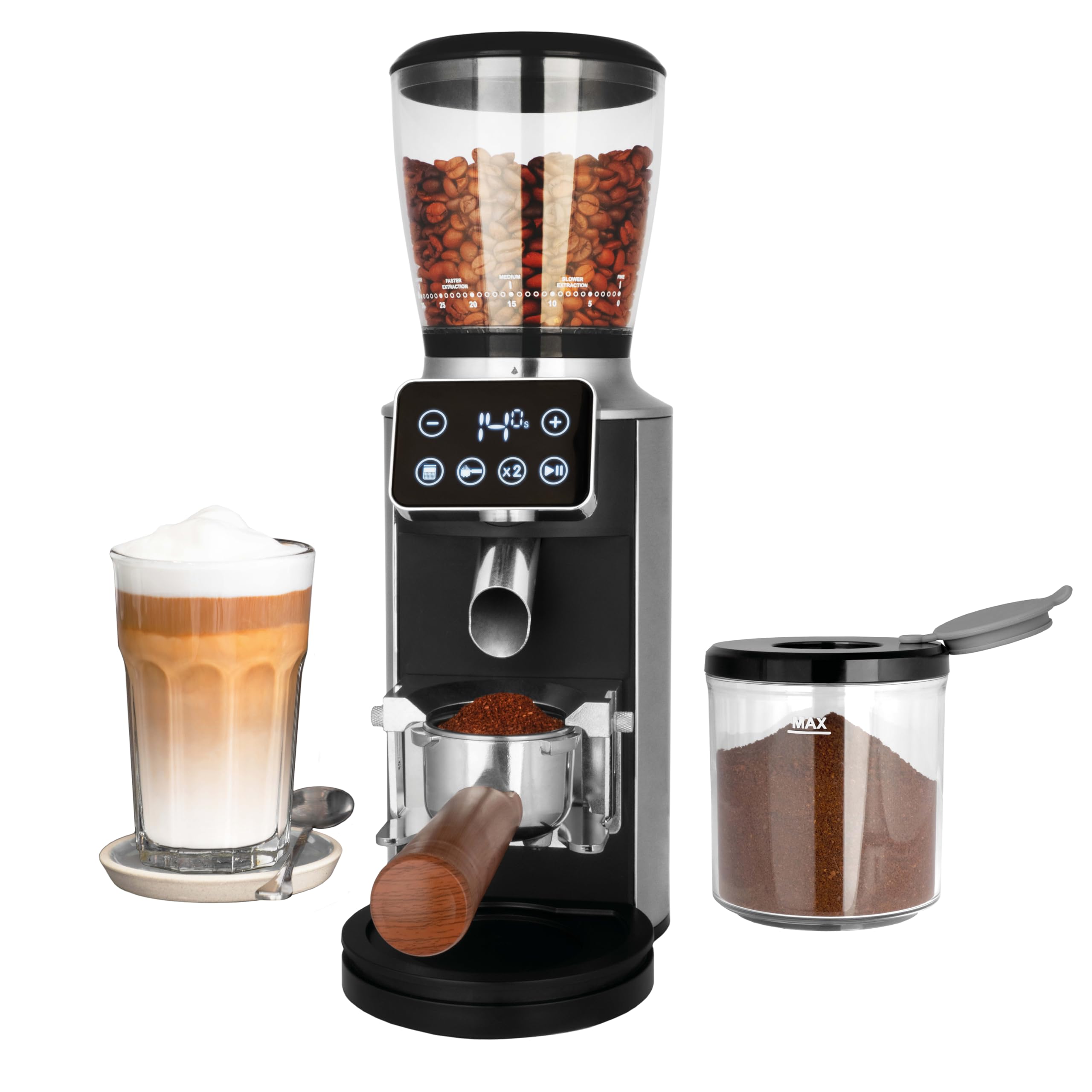 GASTROBACK Barista Molinillo de café eléctrico para máquina portafiltros, grado de molienda ajustable en 30 niveles, molinillo cónico, molinillo de café eléctrico, molinillo de café expreso