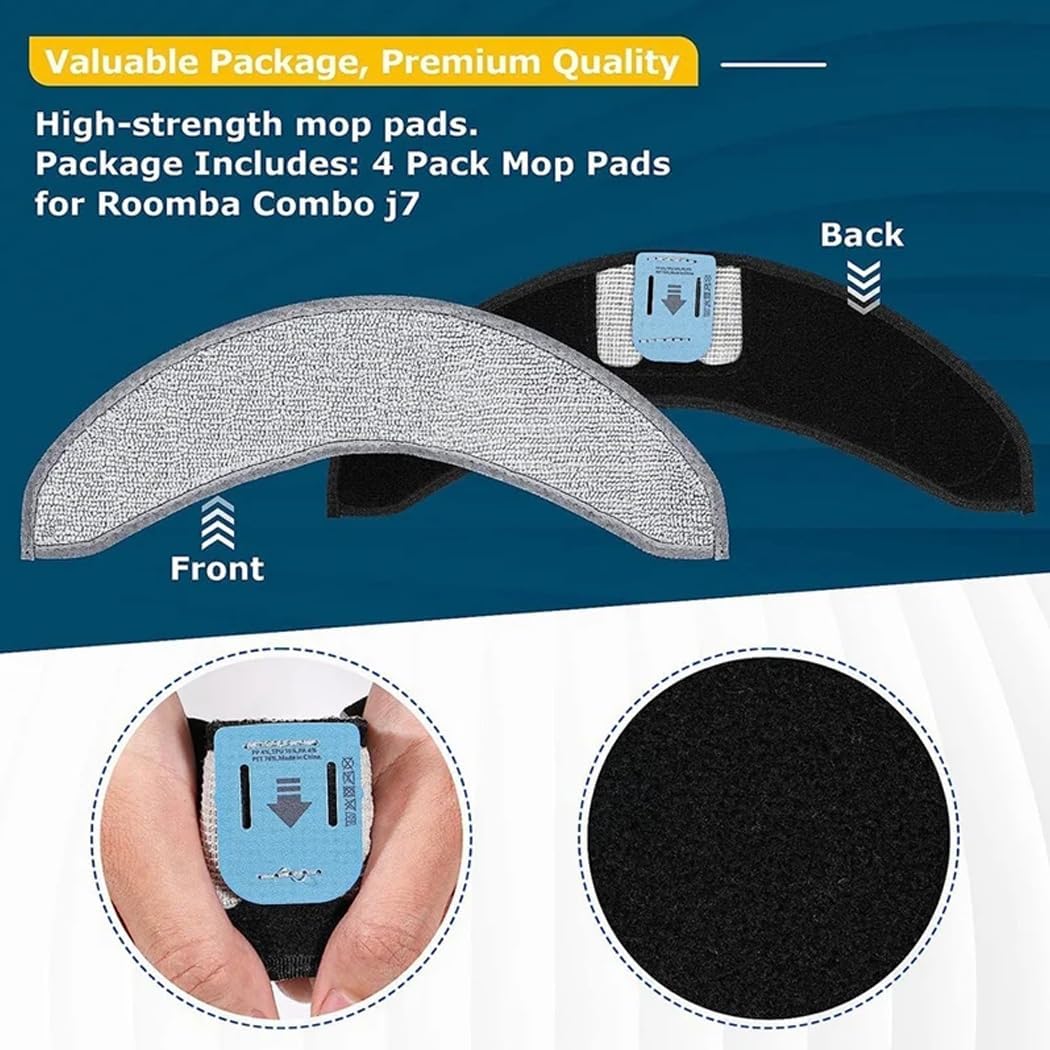 Chuancheng Accessories Kit Compatible with iRobot Roomba Combo j7+/Plus Robot Vacuum Cleaner Replacement Parts, 1 Set of Multi-Surface Rubber Brushes+4 Mopping Pads + 4 HEPA Filters + 6 Side Brushes