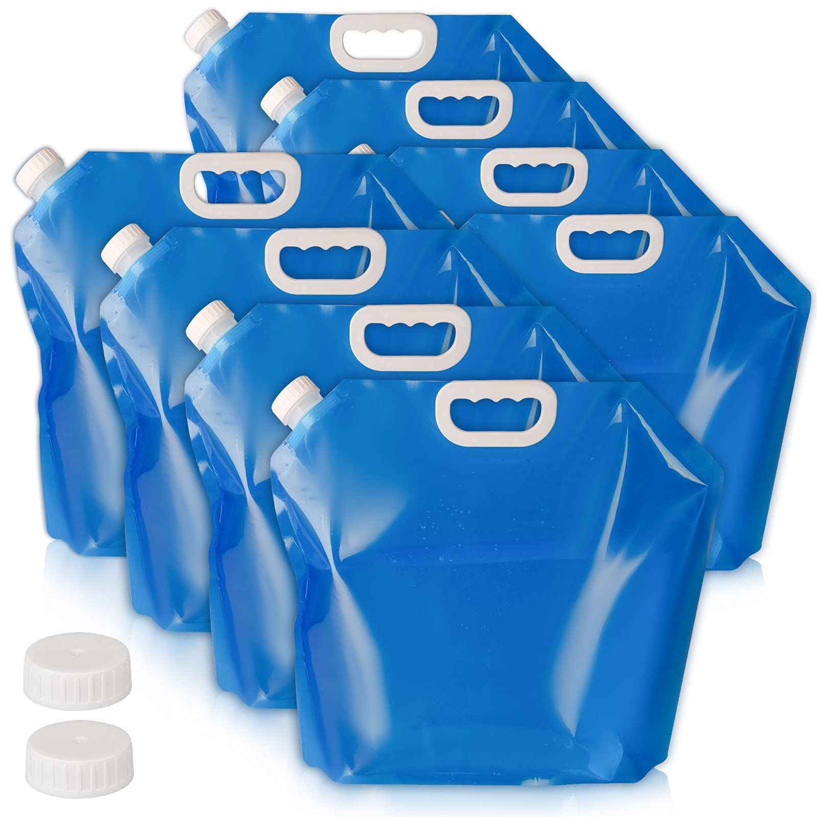 Hakkin Collapsible Water Container Bag 8 Pcs 5L/(1.3 Gallon), BPA free Outdoor Portable Folding Car Water Storage Carrier Jug for Camping Picnic BBQ Hurricane Flood Emergencies Bonus 2 Pcs Caps (B092S12WW3) Amazon Price History, Amazon Price Tracker