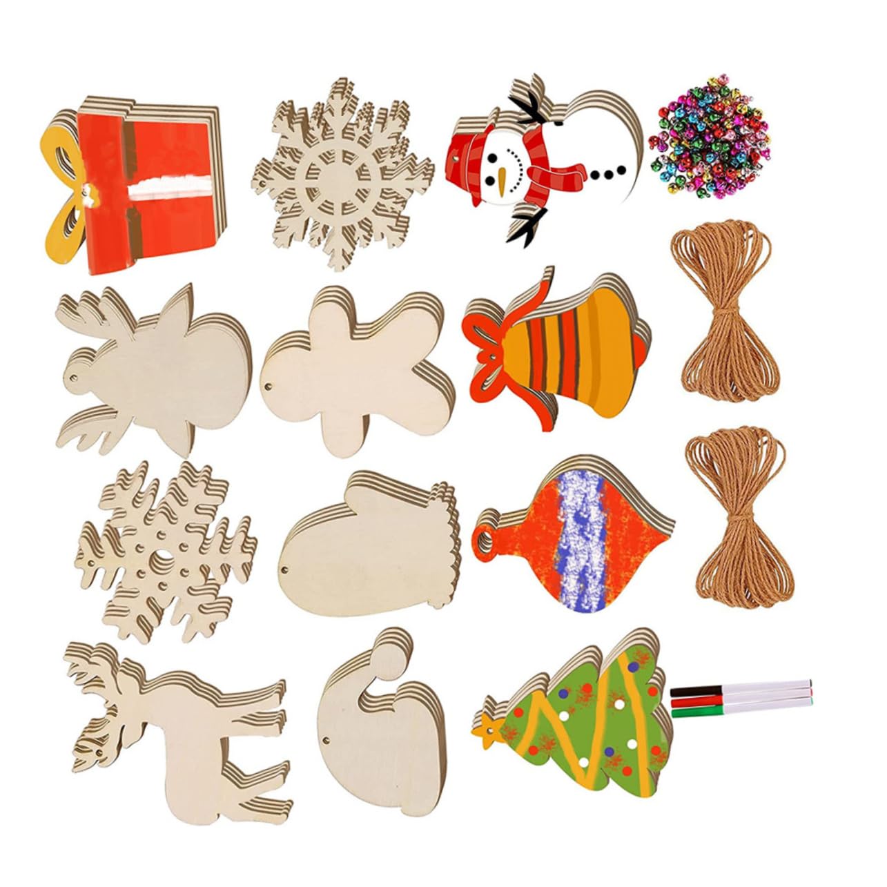 BESTonZON 3ensembles Décoration De Noël Lot De Pendentifs Bois à Peindre Pour Sapin Ornements De Noël Personnalisables Accessoires De Création Artisanale Pendentifs Vides