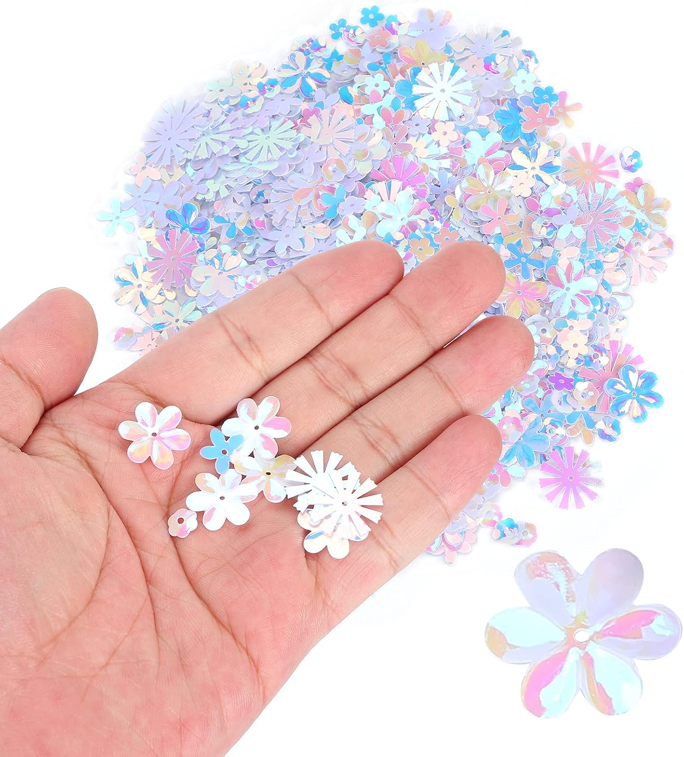 Pssopp Colorful Flower Shape Wedding Confetti, Beautiful Party Supplies for Handmade Crafts Holiday Decoration Box Filling (White Colorful)
