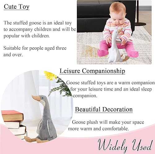 Miniatura 4 de zhidiloveyou Peluche de ganso de 15.7 pulgadas, juguete de cisne de peluche para niños y adultos, color blanco